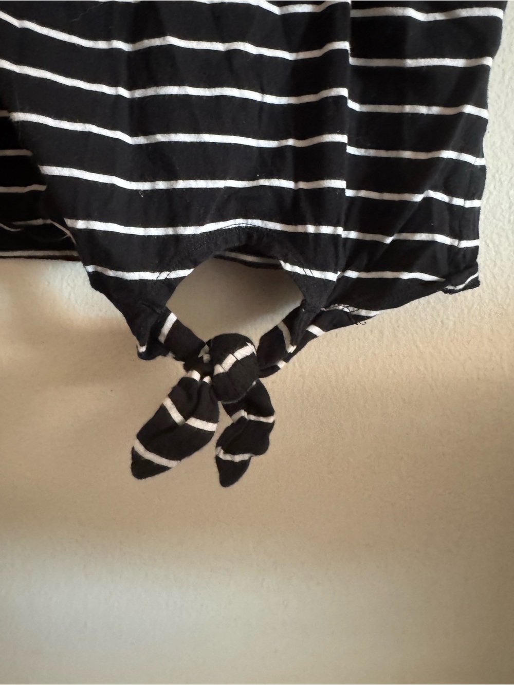 Lauren Ralph Lauren Black and White Striped Knot-Front Crop Top - Picture 2 of 4